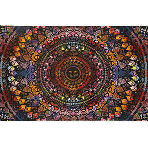 3D Colorful Cat Mandala Tapestry by Sunshine Joy